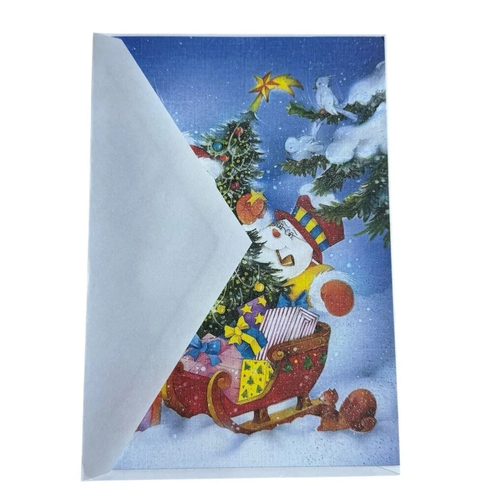 AHAF Exclusive Collection Greeting Christmas Card Snowmen Outdoor‎ USA Envelope